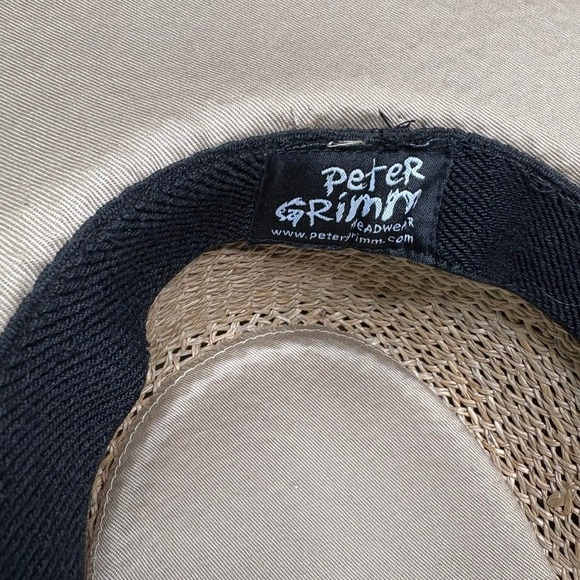 PETER GRIMM Straw Sun Hat Women's One Size Tan Woven Wide Brim Beach Summer Boho - Picture 8 of 8